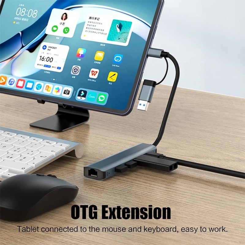 Estação de acoplagem do USB C Hub com interface USB 3.1 e RJ45 Gigabit Ethernet