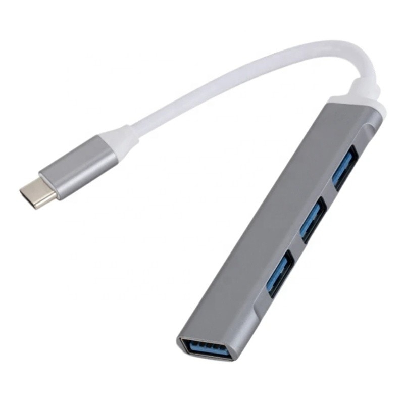 Alumínio 4 portas USB Tipo C para USB 3.0 2.0 Data Hub para transferência de dados de alta velocidade