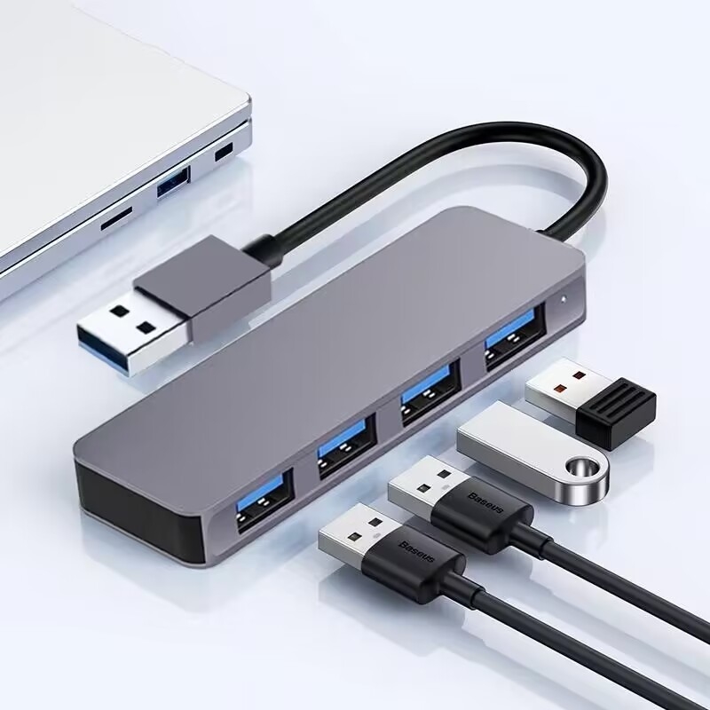 Alta velocidade 4 portas USB 3.0 HUB 5Gbps USB C portátil com adaptador de alimentação para PC Mac Laptop