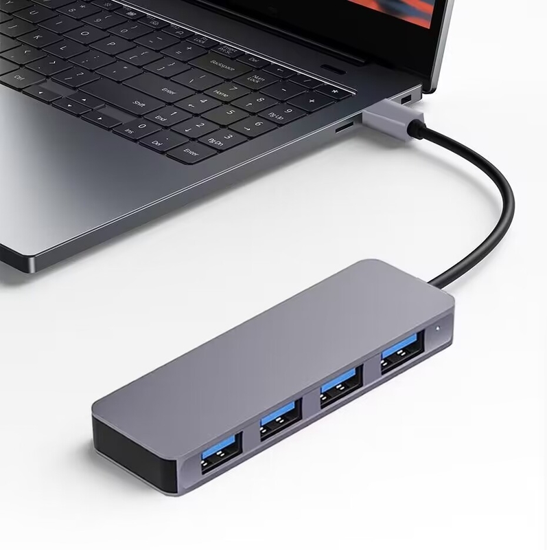 Alta velocidade 4 portas USB 3.0 HUB 5Gbps USB C portátil com adaptador de alimentação para PC Mac Laptop