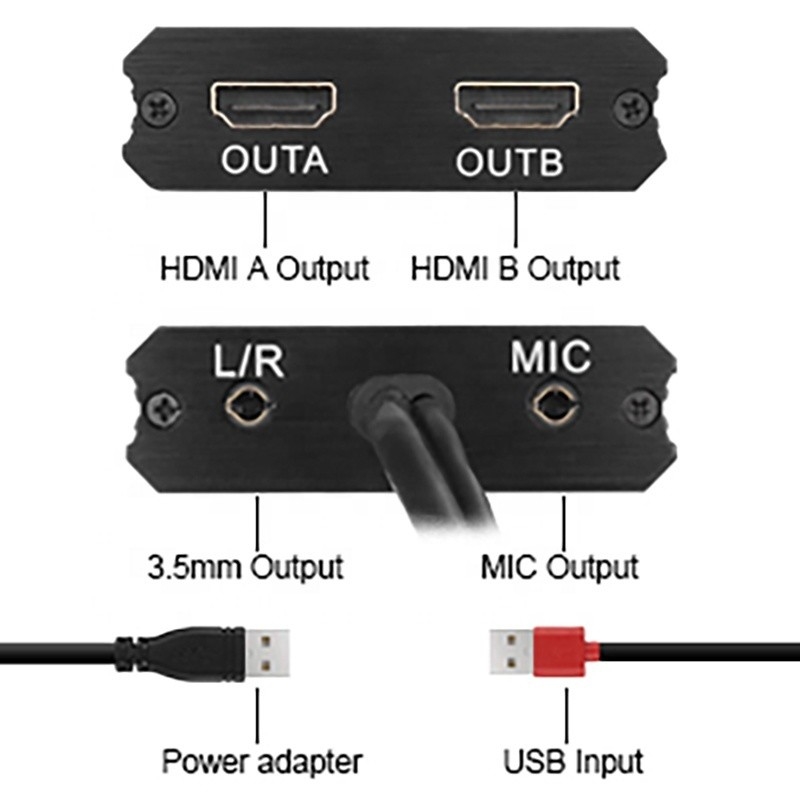 Conversor de áudio de saída USB 3.0 não blindado Dual HDMI x2 para monitor de laptop