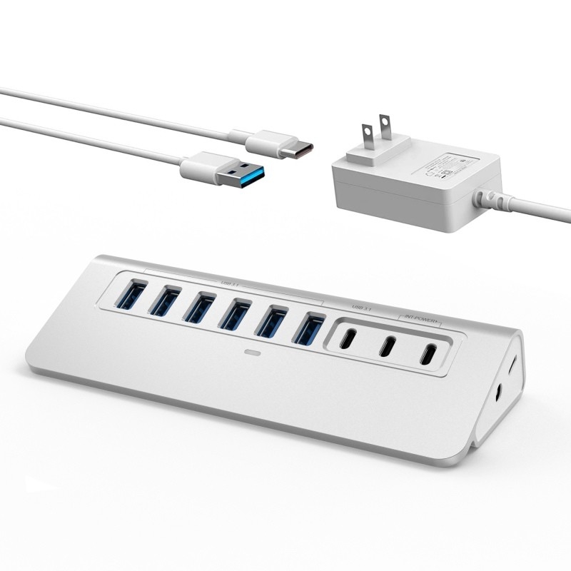 Hub USB tipo C com porta tipo C e material de liga de alumínio