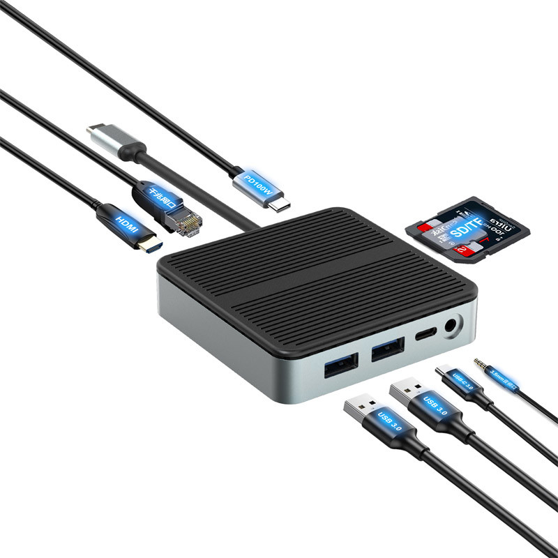 9 em 1 Transferência de dados de velocidade rápida USB 3.0 Port Hub Tipo C Port To HDMI Adaptador