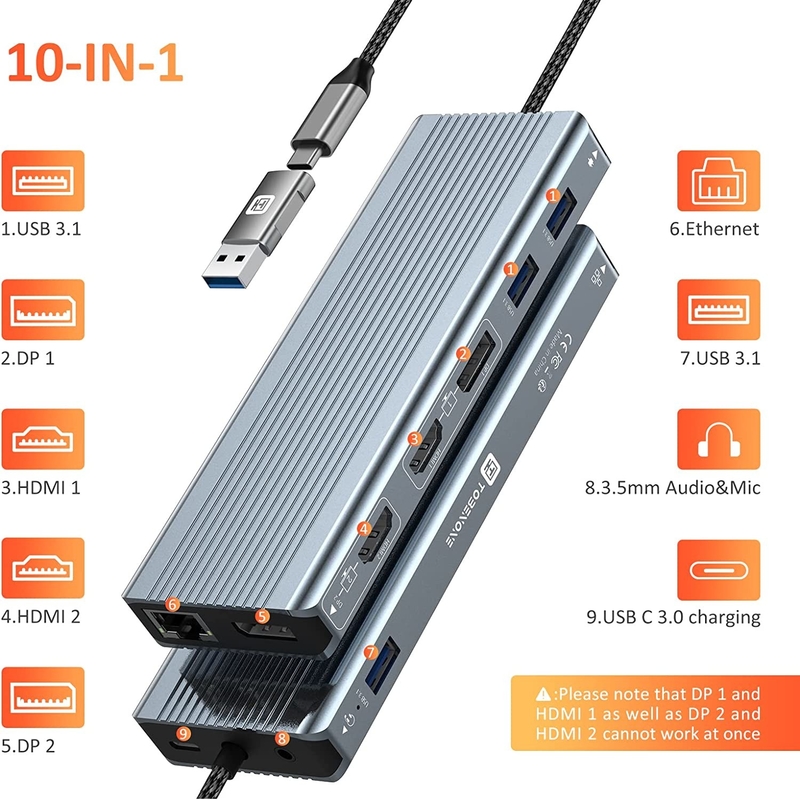Velocidade de transferência de dados até 5/10Gbps Conexão de computador portátil Thunderbolt com 85/100W de energia para um desempenho poderoso