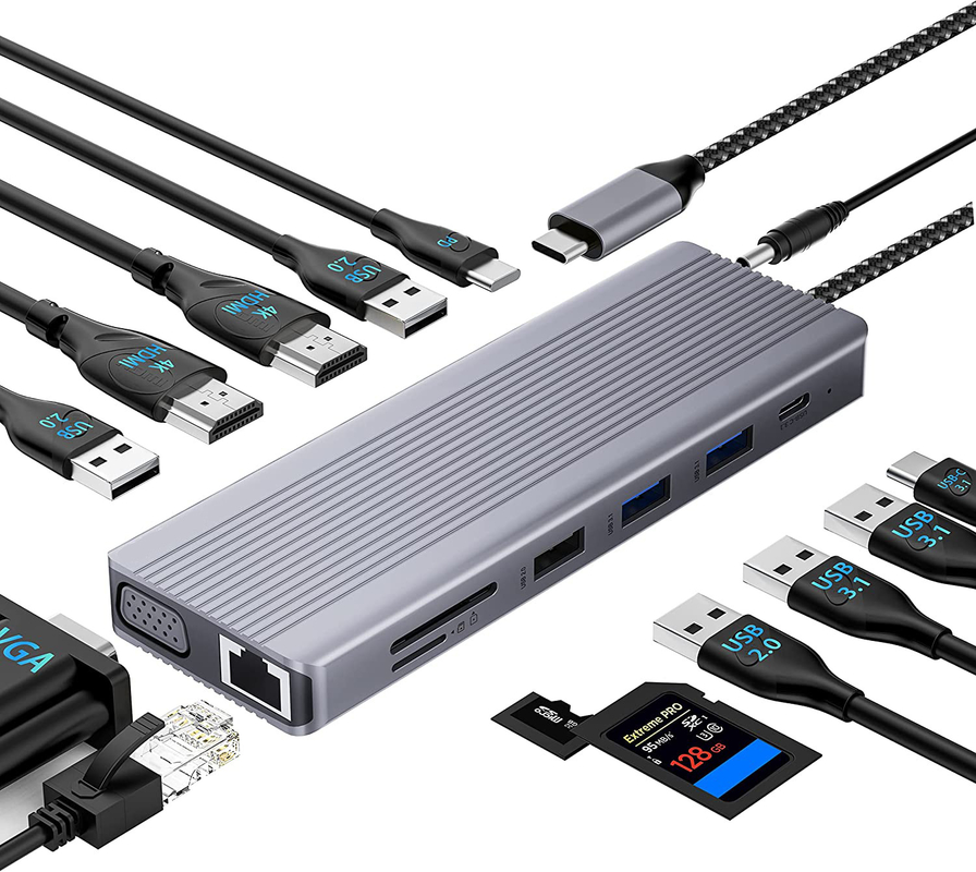 Comprimento personalizado Cinza USB-C para HDMI 2.1 Adaptador 8K 60Hz para velocidade USB Tipo C 3.1 Laptops