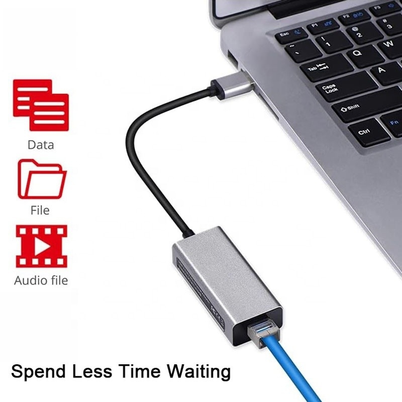 2500Mbps Super Velocidade 2.5G Adaptador de cartão de rede USB 3.0 com 2.5G Gigabit Ethernet