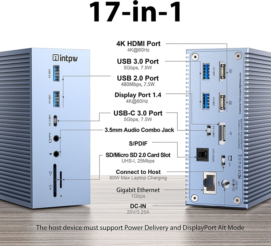 Logotipo OEM/ODM Thunderbolt Connection Hub para suporte a tela 4K e além