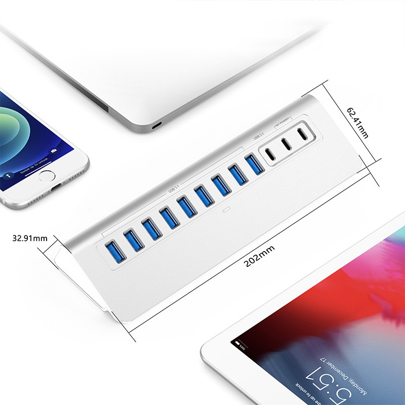 Extensor de porta de tipo C personalizável com conector USB A