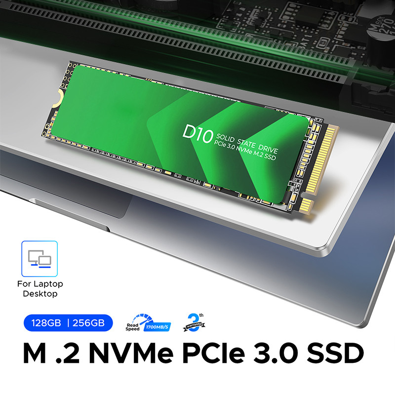 High Speed PCIe 3.0 Interface SSD M.2 com capacidade de 128 GB e controlador SATA 6Gb/s