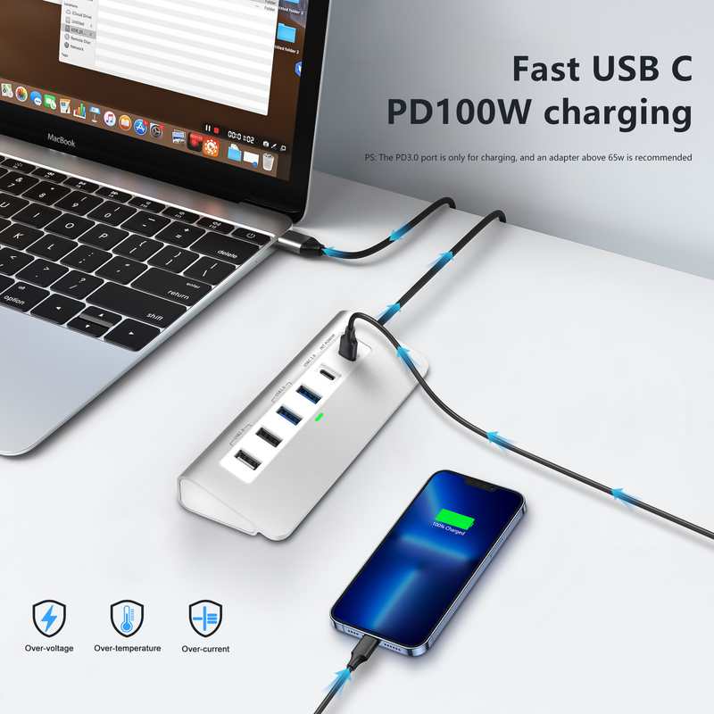 P9 USB C Hub 9 em 1 Portos USB-C Docking Station e Conectividade Plug and Play fácil