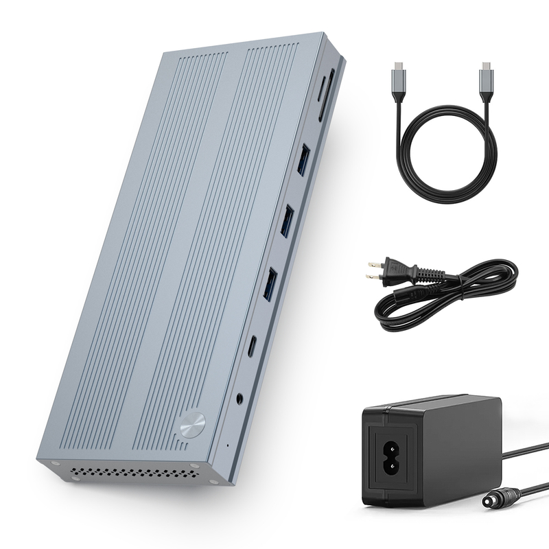 14 em 1 USB-C Docking Station com Displaylink IC Tipo C para HDMI Suporta monitores triplos até 4K Alumínio e ABS