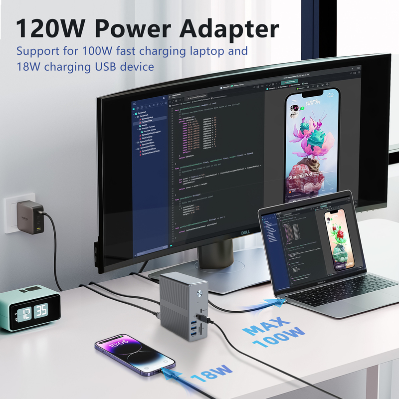 DC36-X1 Thunderbolt Docking com suporte de exibição de 60Hz/30Hz e velocidade de transferência de dados de até 10Gbps
