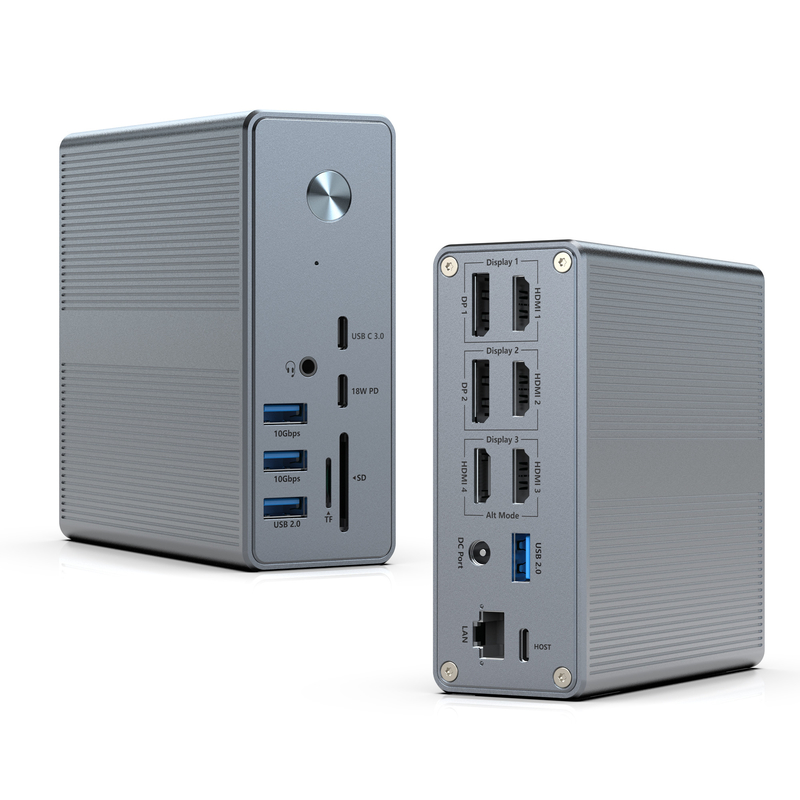 18 em 1 USB-C Docking Station Alta resolução até 4K com Display Link Extend Mode