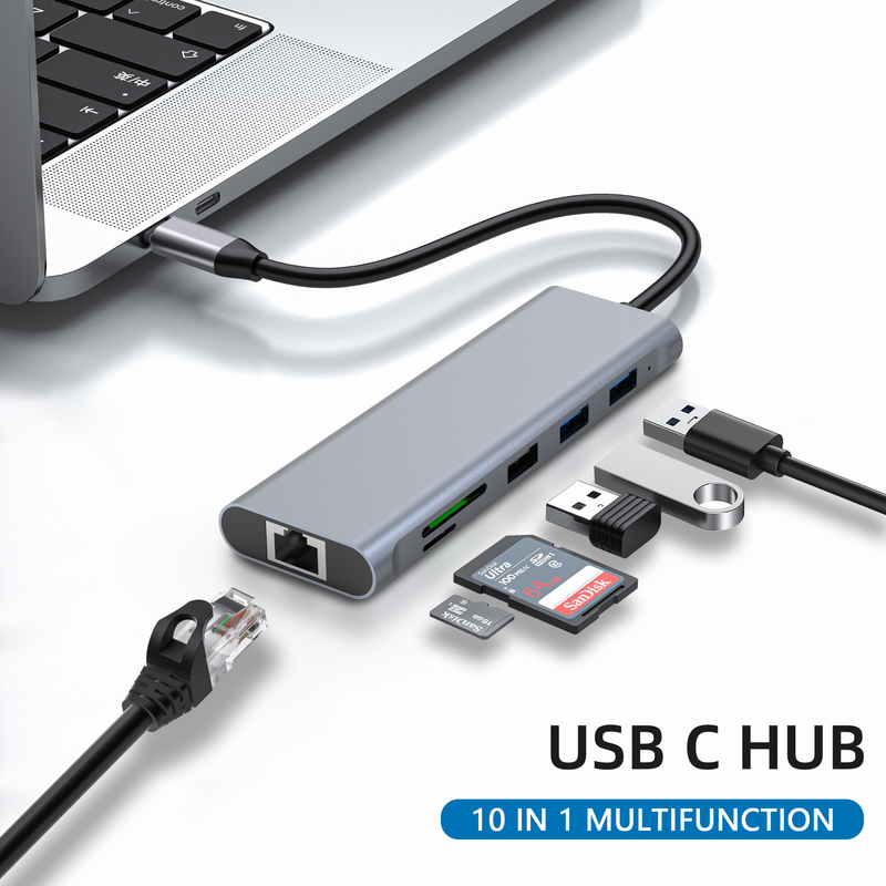 Adaptador USB tipo C com portas USB 3.0 e RU6A-H2