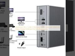 Alumínio 16 em 1 USB-C Docking Station hubs com HDMI 4K Video Output porta VGA para laptop Macbook